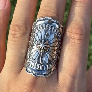 Sunshine Reeves Navajo Native 925 Sterling Silver Stamped Handmade Ring Size 9.5